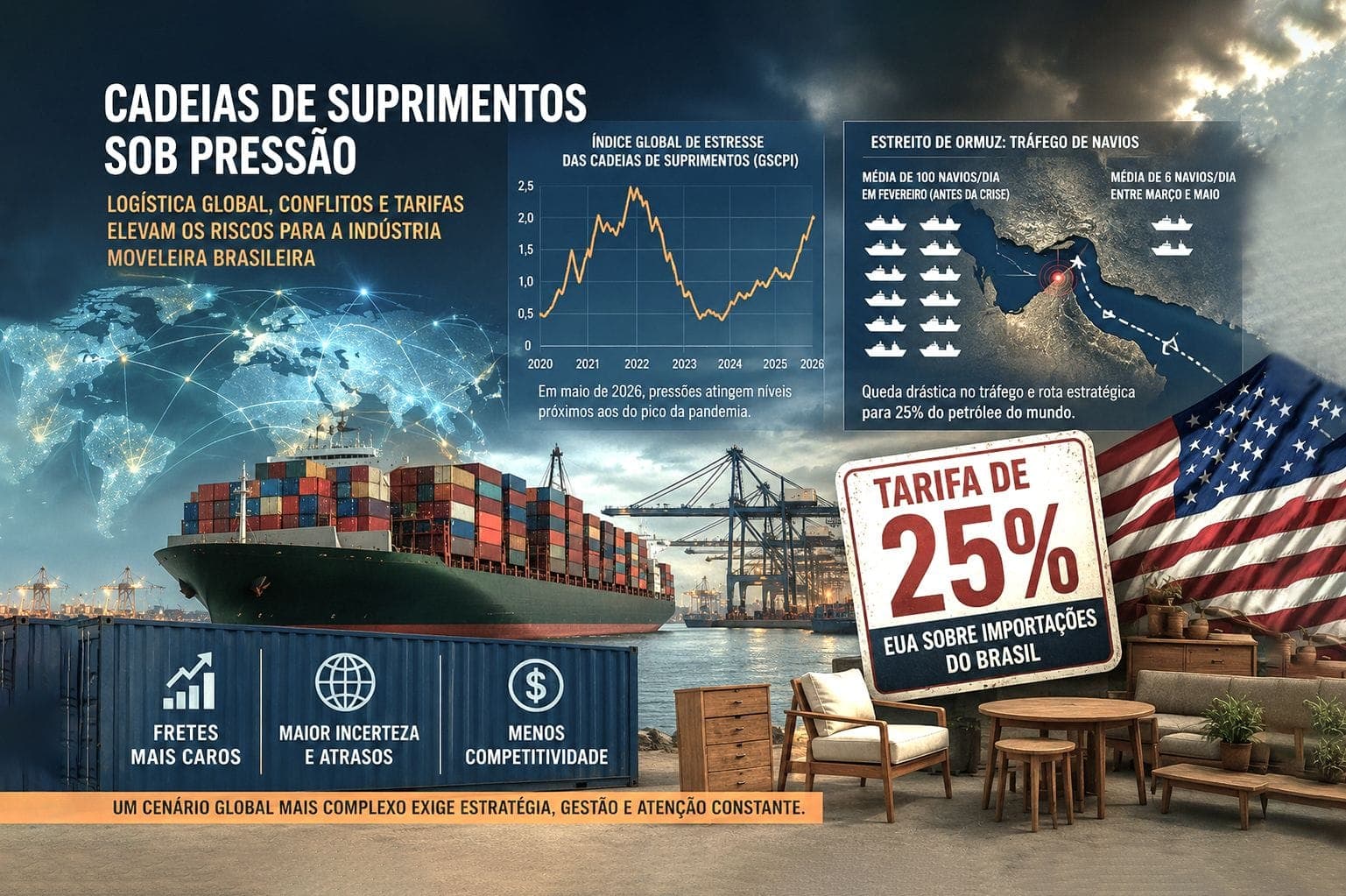 Crise logística global reacende alerta para as indústrias exportadoras